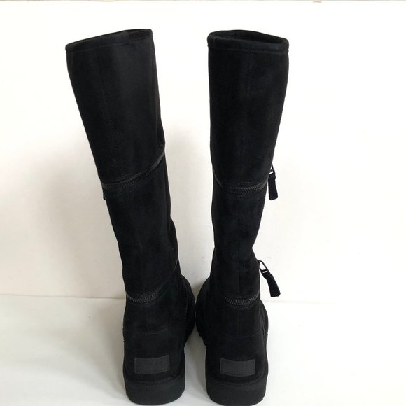 UGG CLASSIC ULTRA TALL BLACK ZIP SHEARLING LINED BOOTS - Picture 4 of 5